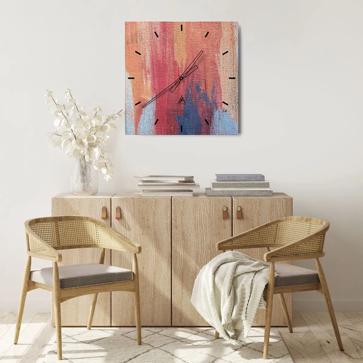 Ceas de perete - Ceas pe sticlă - Plutind prin curcubeu - 40x40 cm