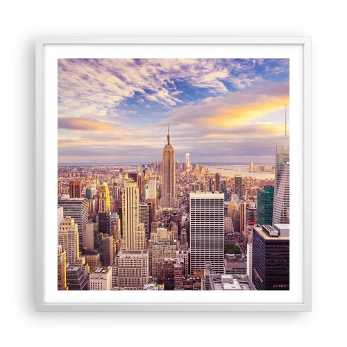 Poster în ramă albă - Ajungeți la nori înșiși - 60x60 cm