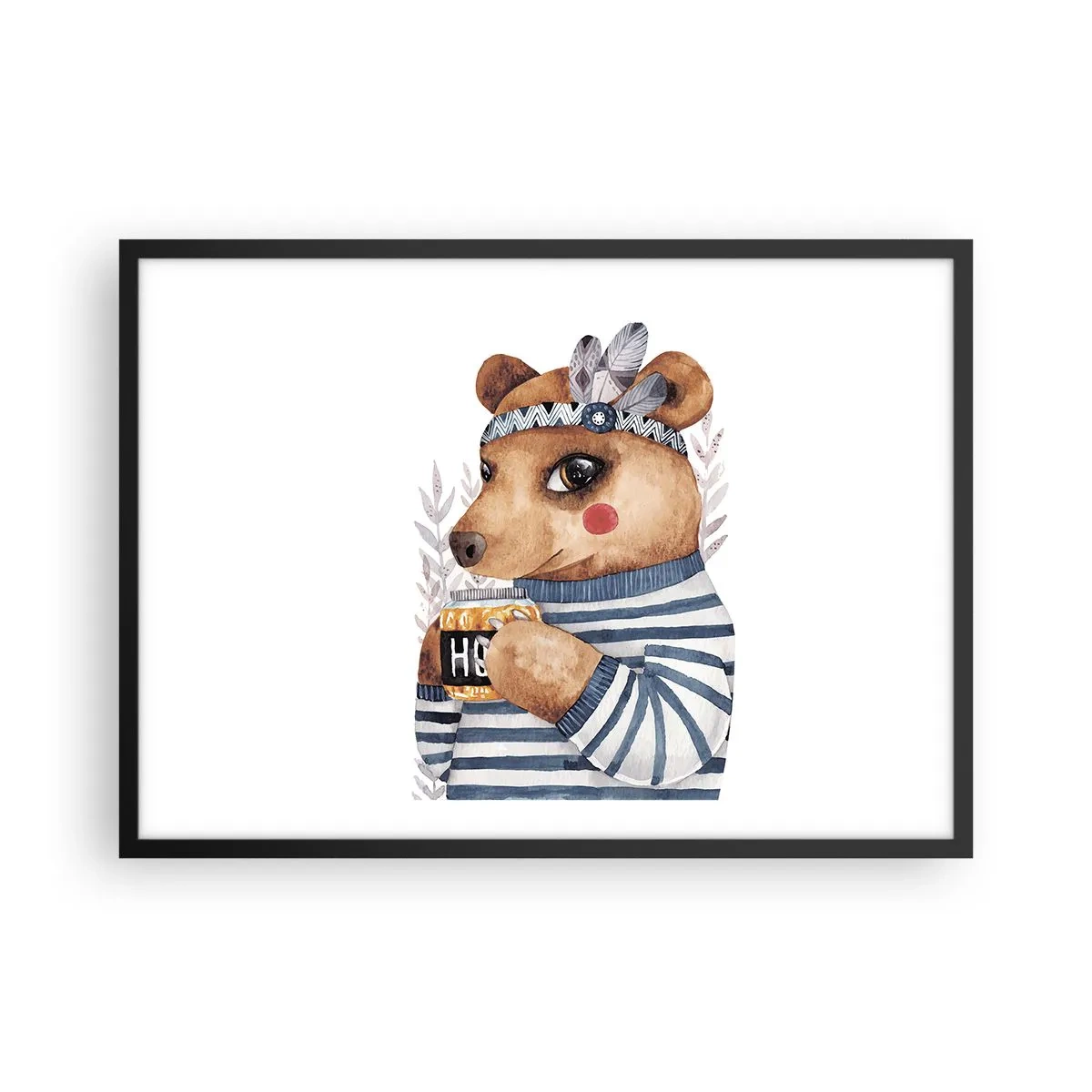 Poster în ramă neagră - Ursoaică dulce - 70x50 cm
