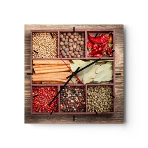 Ceas de perete - Ceas pe sticlă - Ordine de forme, buchet de arome - 40x40 cm