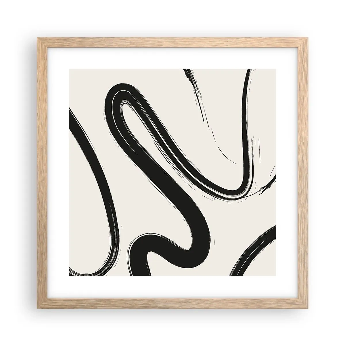 Poster în ramă de stejar deschis - Capriciu în alb și negru - 40x40 cm
