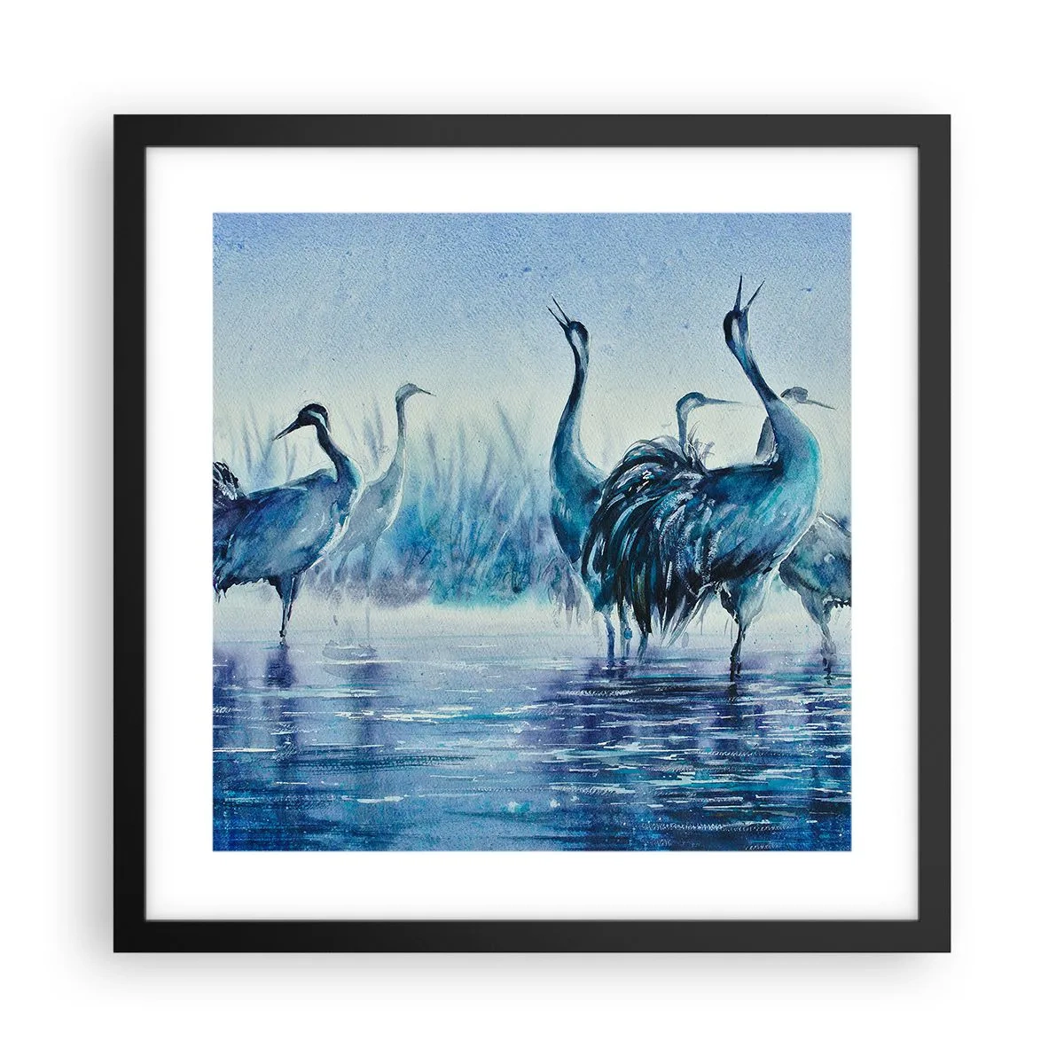 Poster în ramă neagră - Întâlnirea de dimineață - 40x40 cm