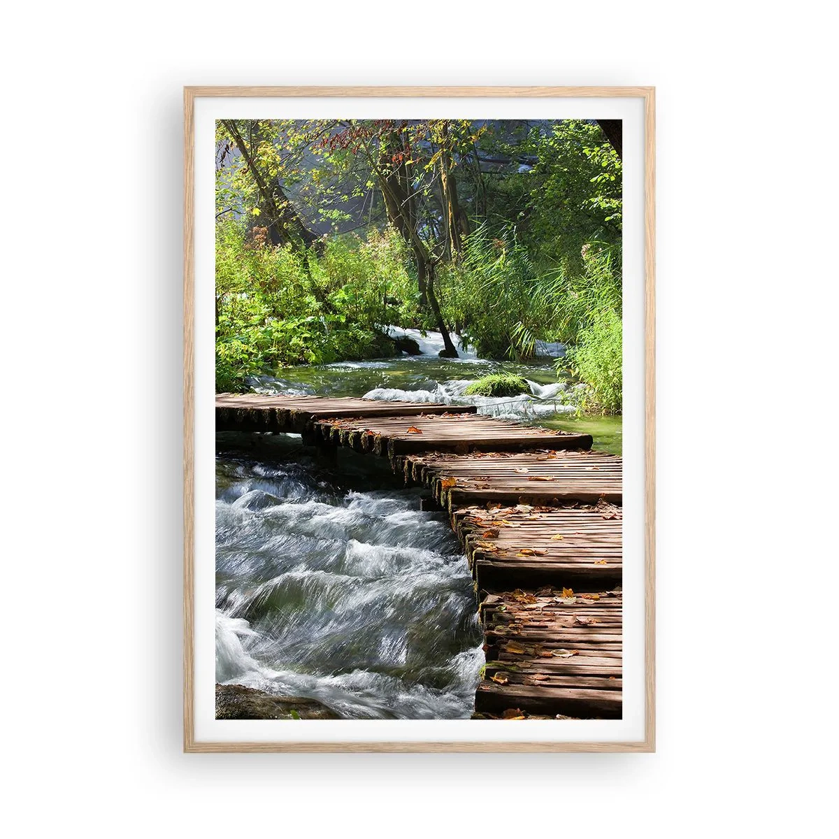 Poster în ramă de stejar deschis - Cascadă spumoasă - 70x100 cm