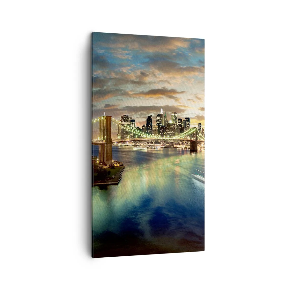 Tablou pe pânză - O seară luminată deasupra Manhattan-ului - 45x80 cm