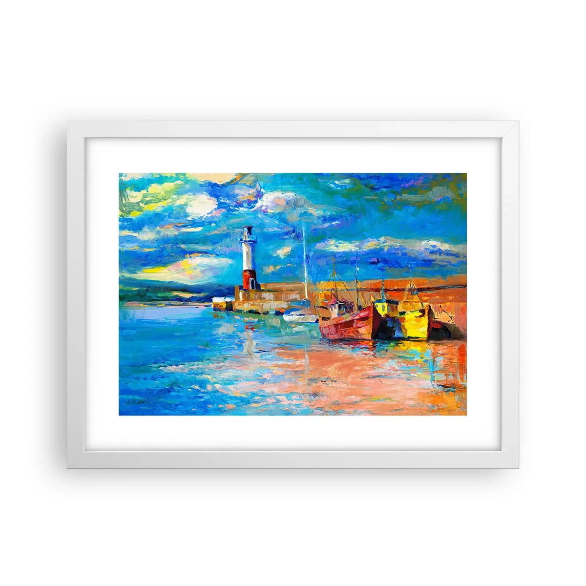 Poster în ramă albă - După-amiază în golful de curcubeu - 40x30 cm
