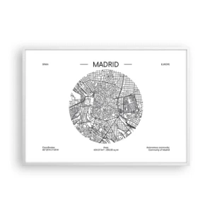Poster în ramă albă - Anatomia Madridului - 100x70 cm