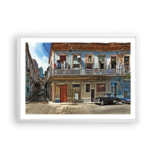 Poster în ramă albă - Sentimente cubaneze - 70x50 cm