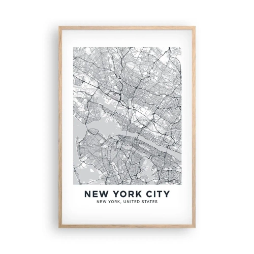 Poster în ramă de stejar deschis - Anatomia unei metropole - 61x91 cm