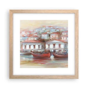 Poster în ramă de stejar deschis - Orășel fericit - 30x30 cm