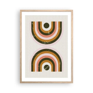 Poster în ramă de stejar deschis - Abstracție dublă - 50x70 cm