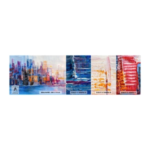 Mostră tapet autocolant Deluxe Sticker - O metropolă veselă - Oraș, Arhitectură, Zgârie-nori - 100x30 cm