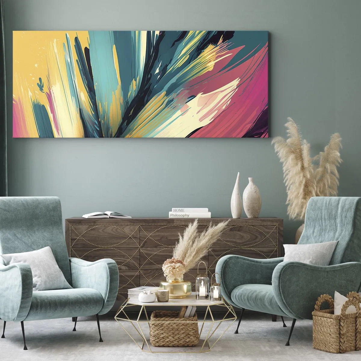 Tablou pe pânză - Compoziția - o explozie de bucurie - 100x40 cm