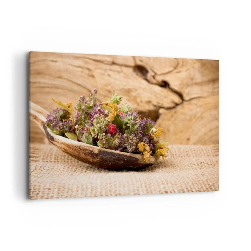 Tablou pe pânză - Flori colorate și ierburi parfumate - 120x80 cm