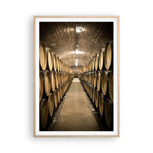 Poster în ramă de stejar deschis - În pivniță de vin - 70x100 cm