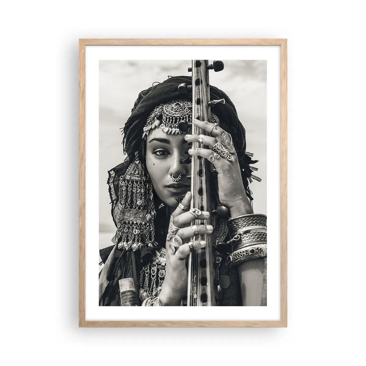 Poster în ramă de stejar deschis - Muzica orientală în sine - 50x70 cm