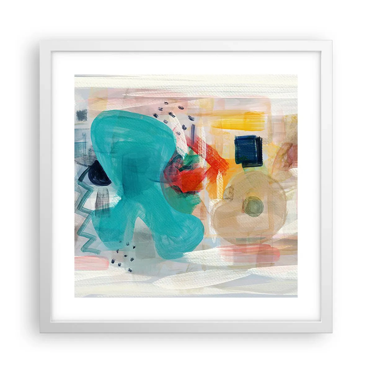Poster în ramă albă - Joc plin de culoare - 40x40 cm