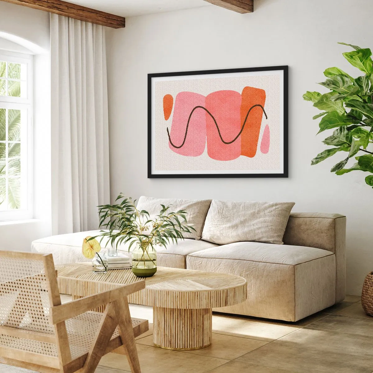 Poster în ramă neagră - Mișcarea blândă a formelor - 70x50 cm