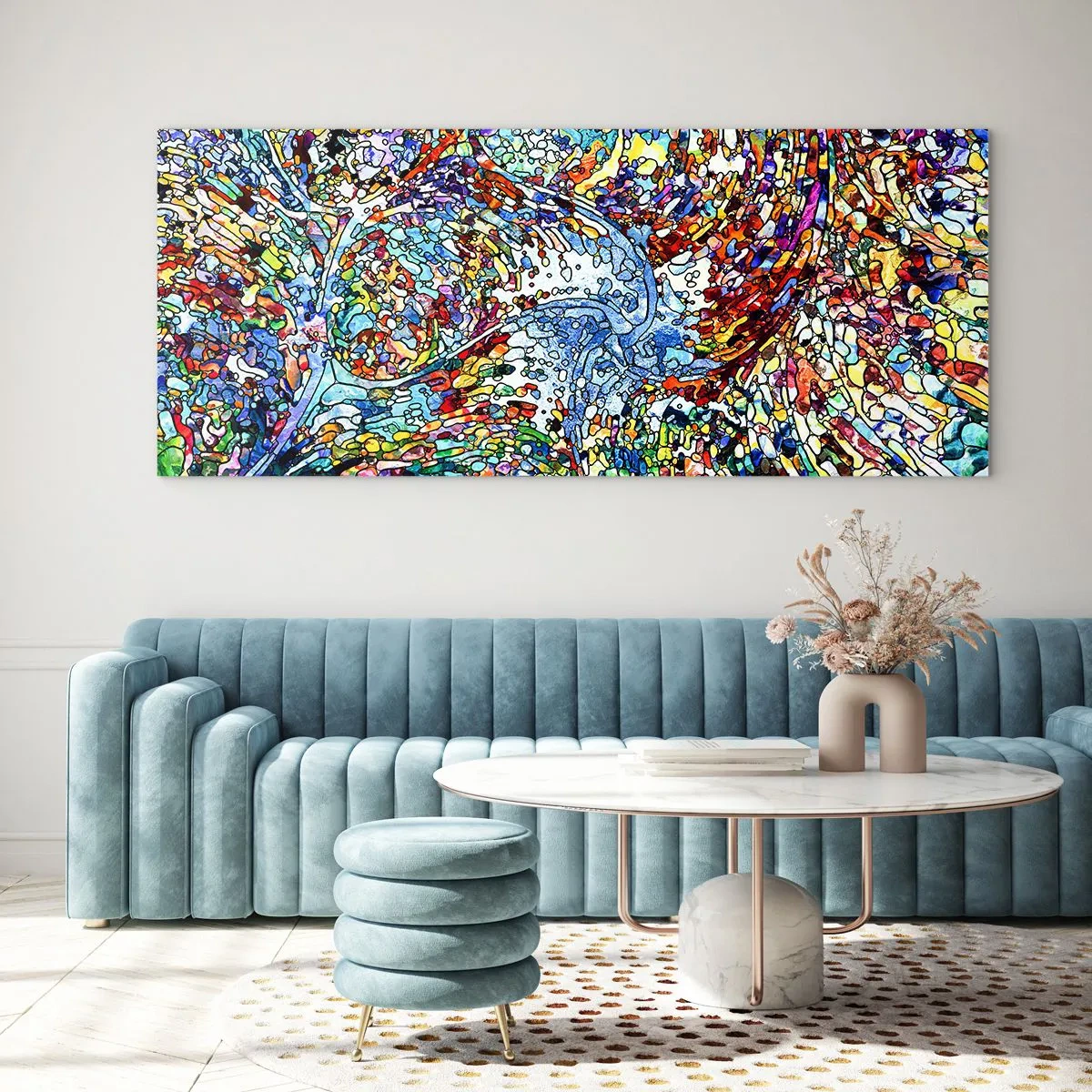 Tablou pe sticlă - Vitraliu de picături - 140x50 cm