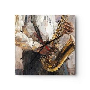 Ceas de perete - Ceas pe sticlă - E timpul pentru a cânta solo - 40x40 cm