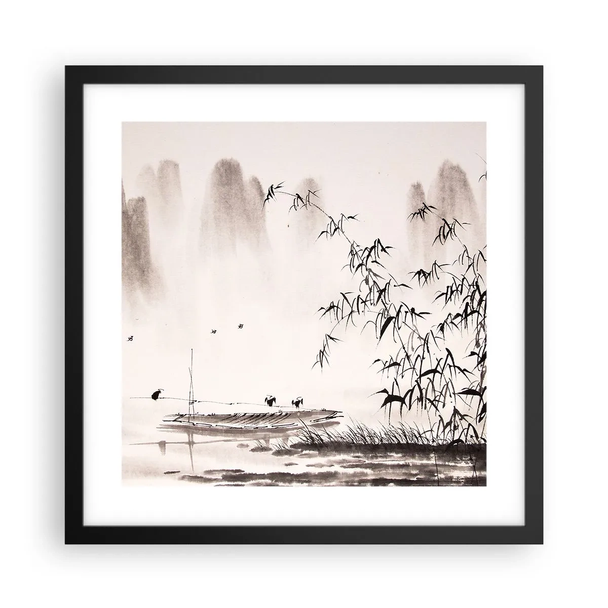 Poster în ramă neagră - Liniștea câmpurilor de orez - 40x40 cm