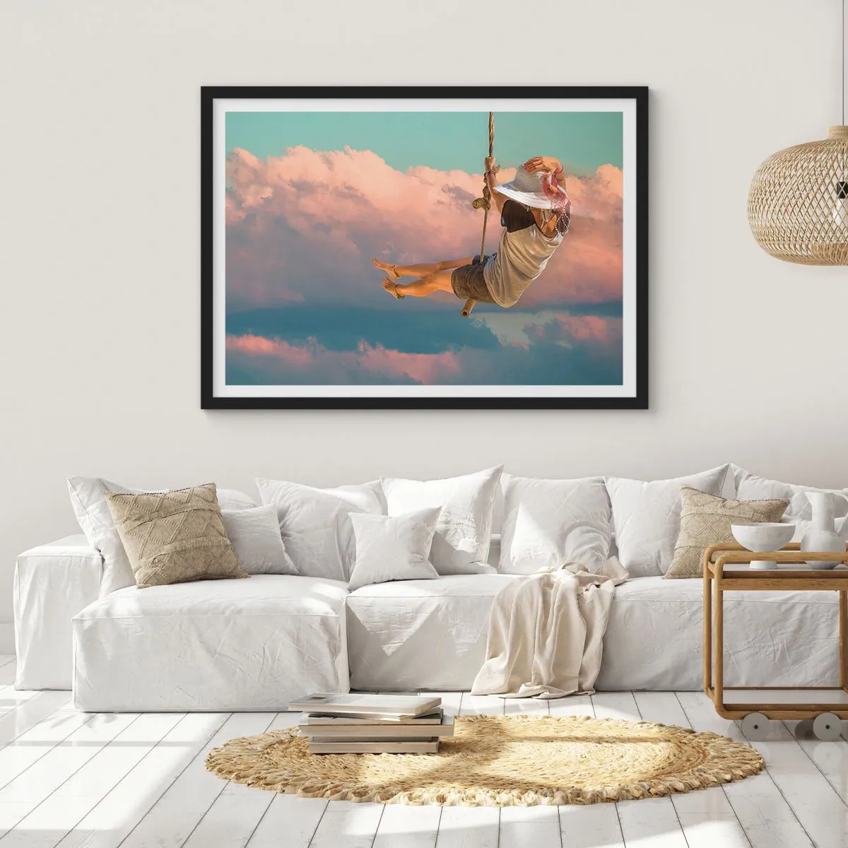 Poster în ramă neagră - Distracție în nori - 91x61 cm