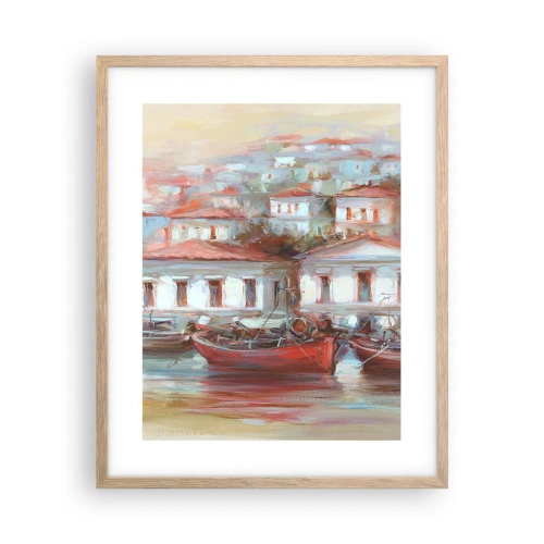 Poster în ramă de stejar deschis - Orășel fericit - 40x50 cm