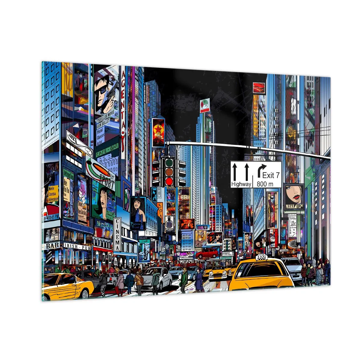 Tablou pe sticlă - O noapte mare și comică - 100x70 cm