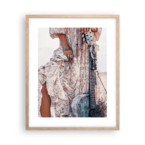 Poster în ramă de stejar deschis - Hippie pe drum - 40x50 cm