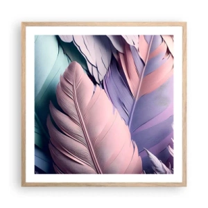 Poster în ramă de stejar deschis - Eleganța păsărilor - 60x60 cm