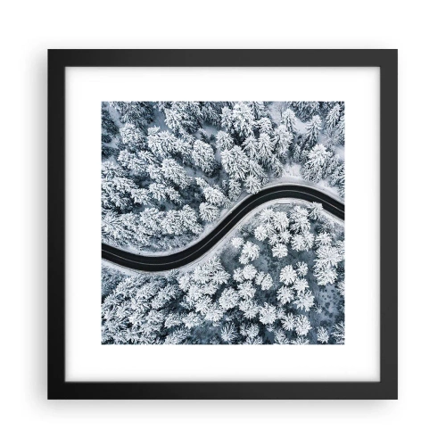Poster în ramă neagră - Prin pădurea de iarnă - 30x30 cm
