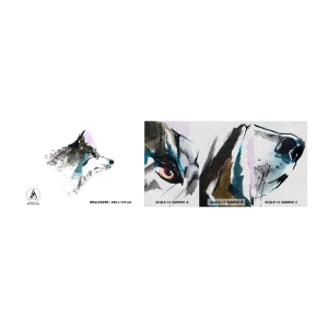 Mostră tapet Premium Sand - Ce știm despre lup - Abstracția, Animale, Câine - 100x30 cm