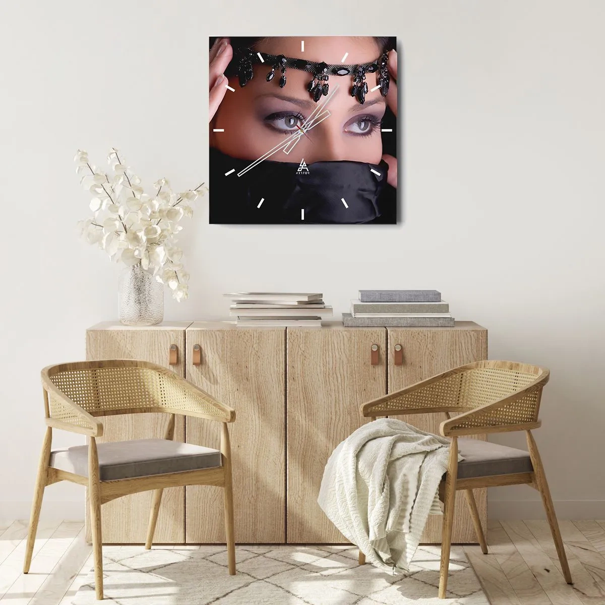 Ceas de perete - Ceas pe sticlă - Mister oriental ispititor - 30x30 cm