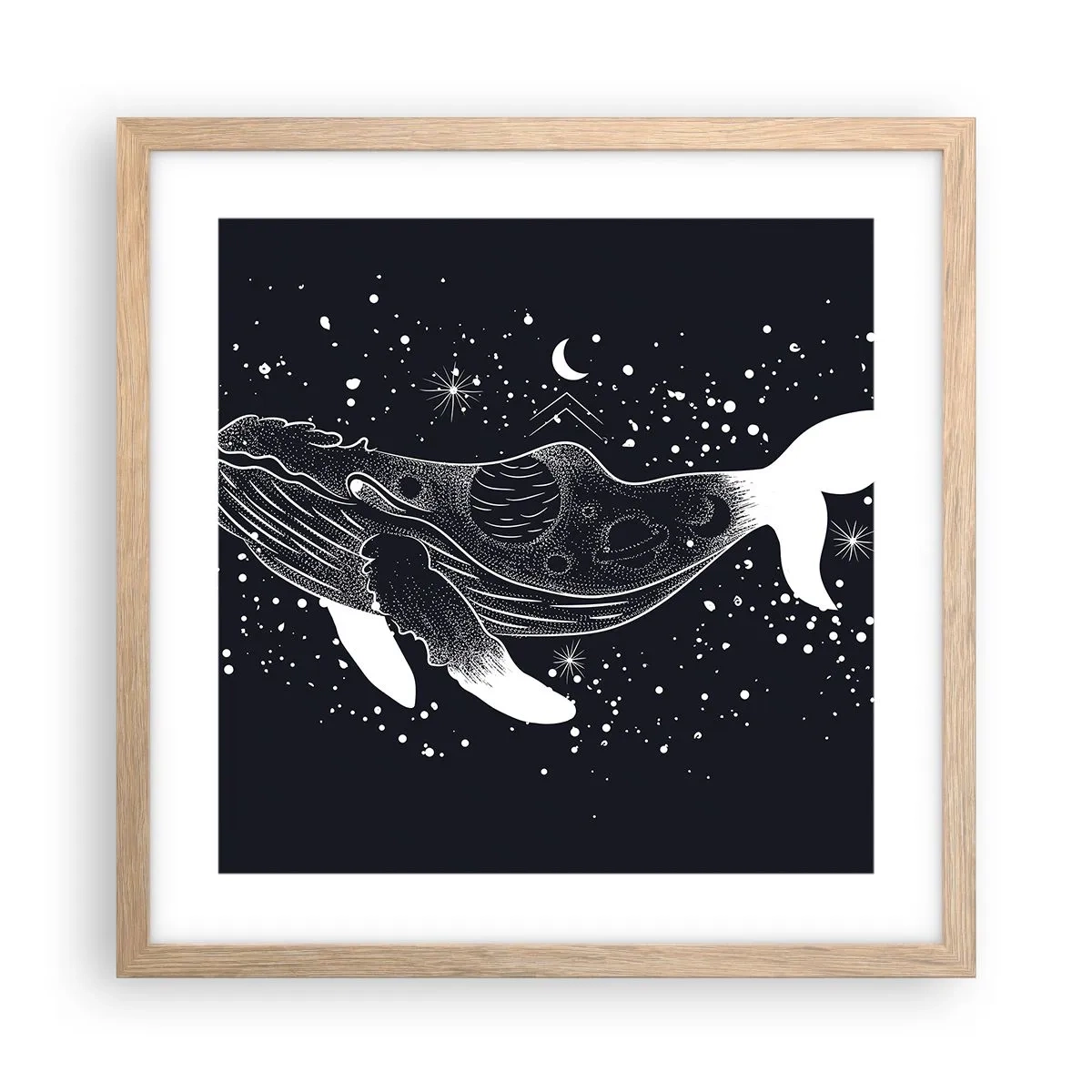 Poster în ramă de stejar deschis - În oceanul universului - 40x40 cm