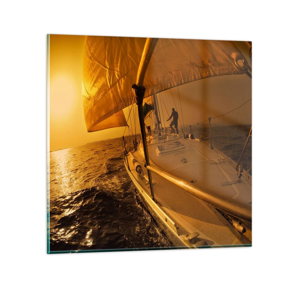 Tablou pe sticlă - O seară aurie după o zi multicoloră - 60x60 cm