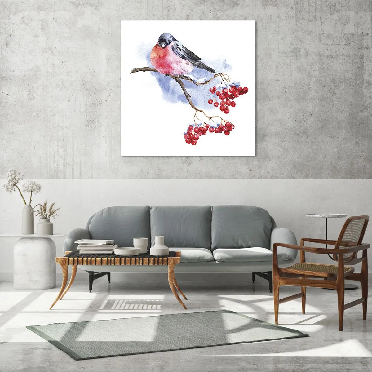 Tablou pe sticlă - Iarna în culori - 40x40 cm