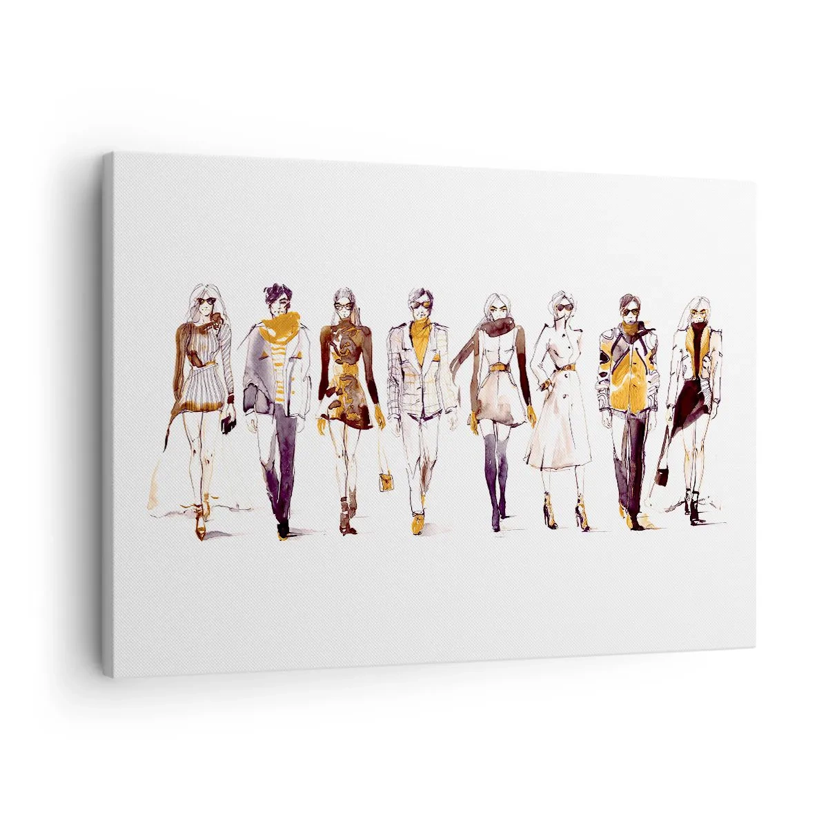 Tablou pe pânză Canvas - Schiță a unui grup de oameni în ținute la modă - 70x50cm - Chic discret, eleganță casuală - Decorațiune modernă pentru perete pentru living și dormitor ARTTOR