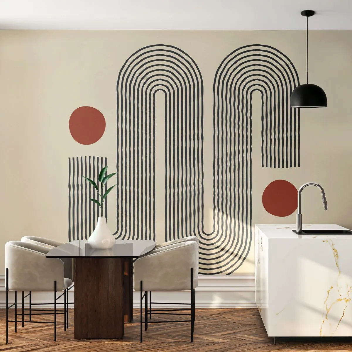 Tapet Premium Sand - De la început până la sfârșit - Abstracția, Grafică, Minimalism - 350x256 cm