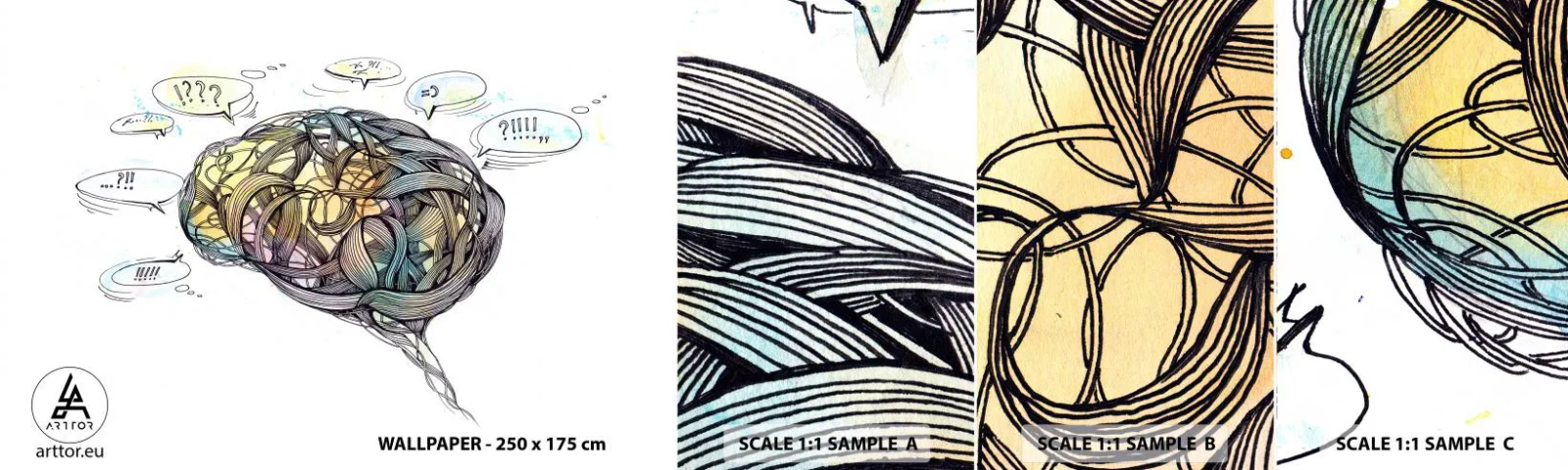 Mostră tapet autocolant Deluxe Sticker - Omul - marea enigmă - Abstracția, Creier, Grafică - 100x30 cm