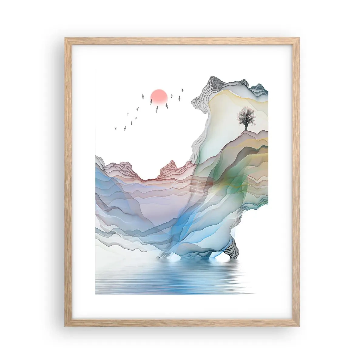 Poster în ramă de stejar deschis - Spre munții de cristal - 40x50 cm