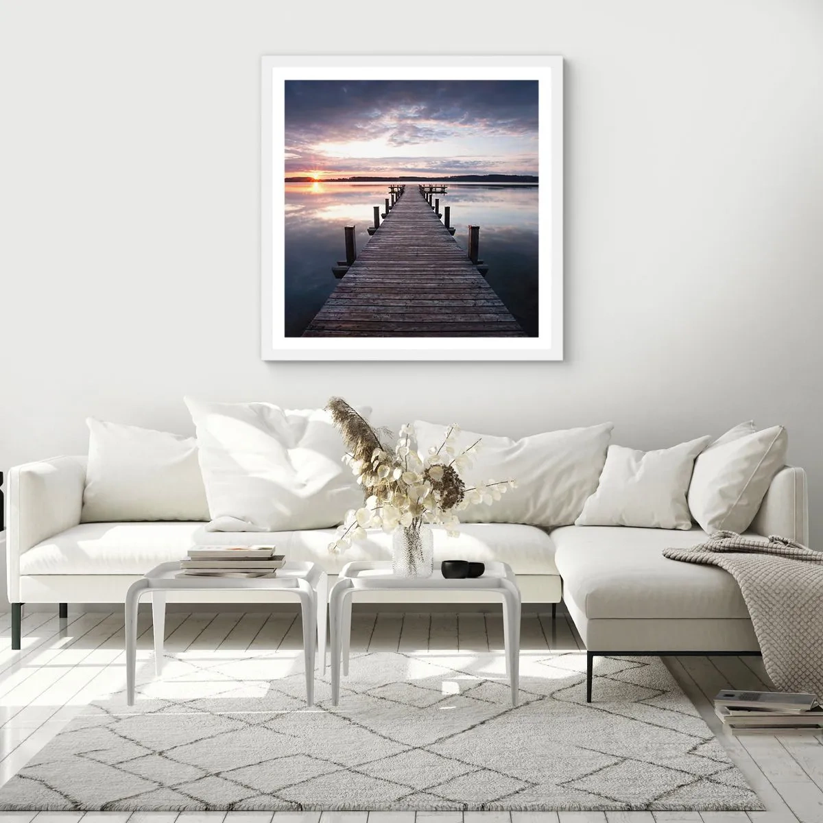 Poster în ramă albă - Granița tăcută dintre zi și noapte - 30x30 cm