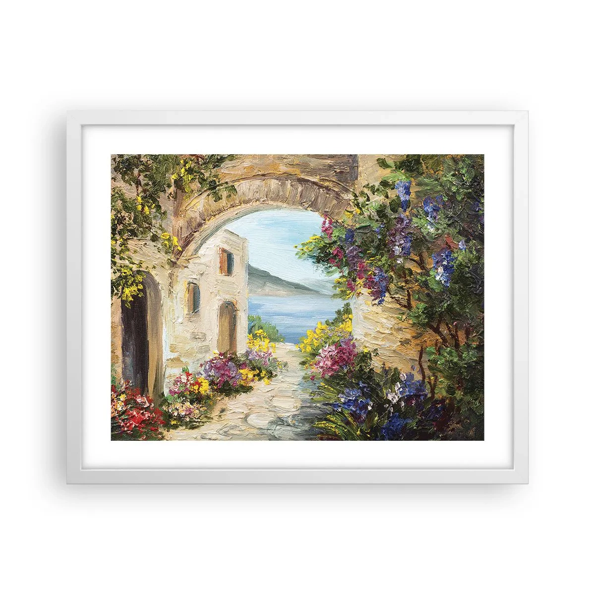 Poster în ramă albă - Farmecul peisajului de coastă - 50x40 cm