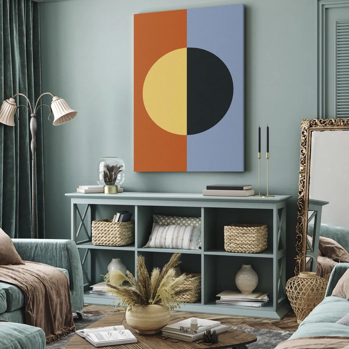 Tablou pe pânză - O compoziție de căldură și răcoare - 65x120 cm