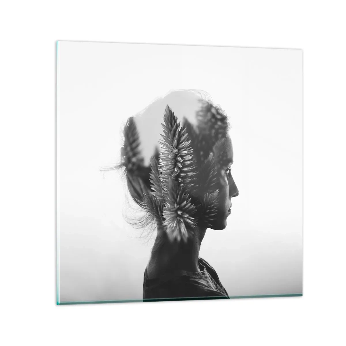 Tablou pe sticlă - Doamna din pădurea de pini - 40x40 cm