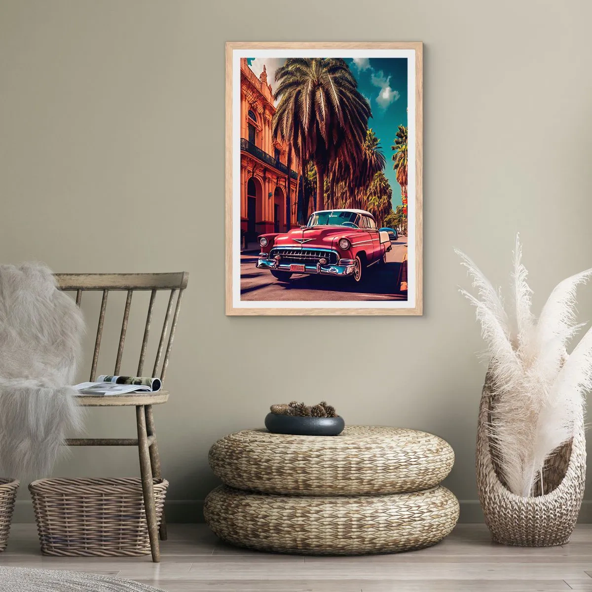 Poster în ramă de stejar deschis - Tot în Havana - 30x40 cm