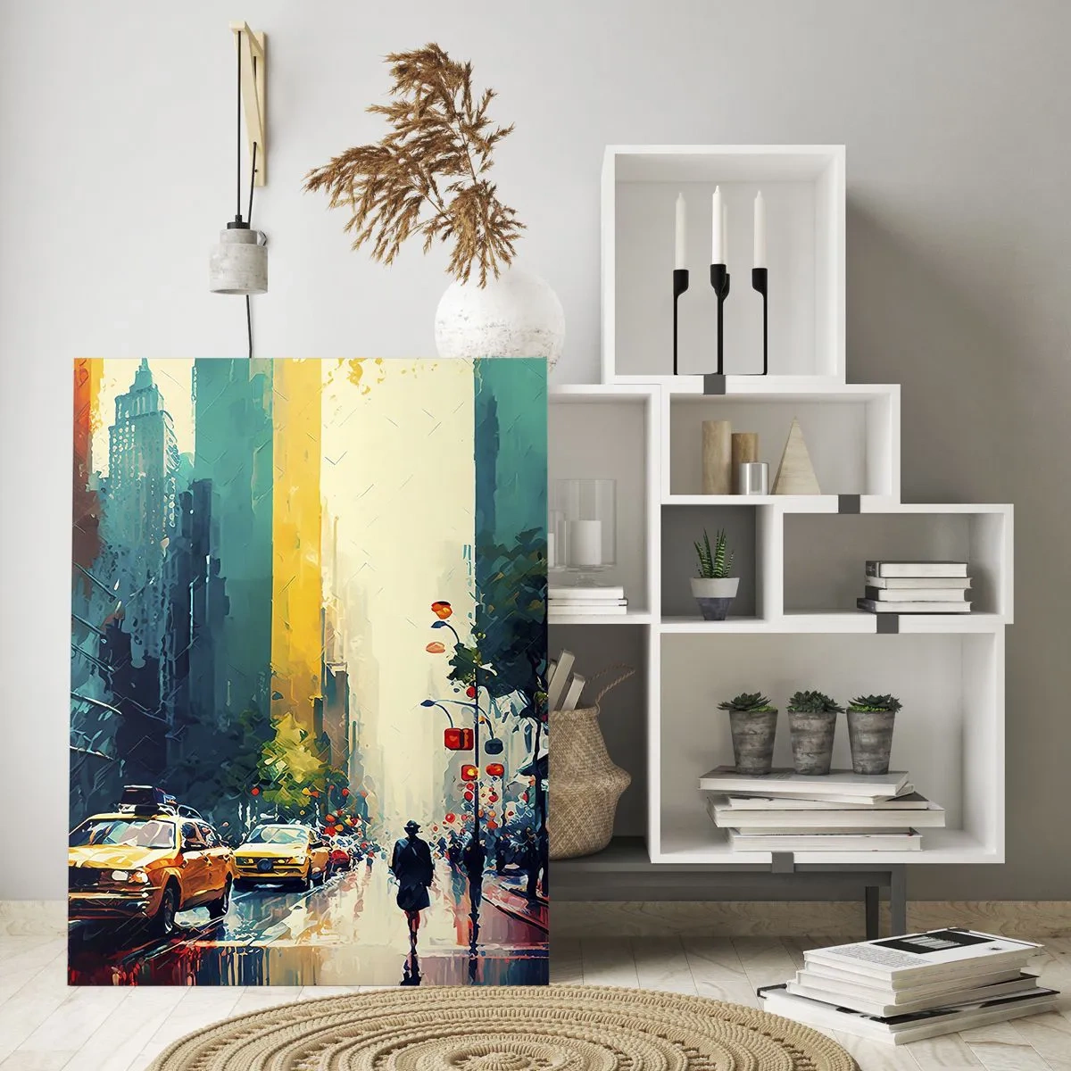 Tablou pe sticlă - New York - aici și ploaia este colorată - 80x120 cm