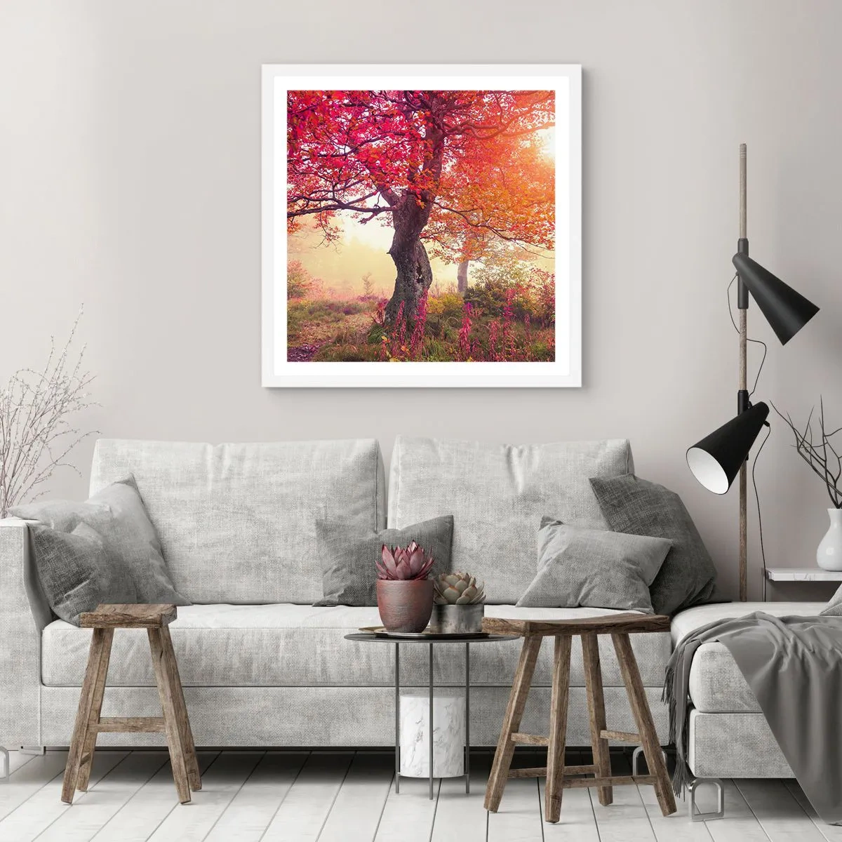 Poster în ramă albă - O frenezie de înflorire - 40x40 cm