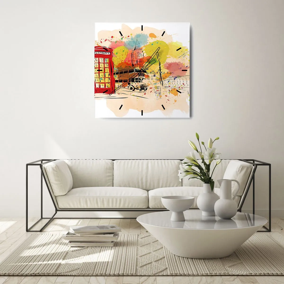 Ceas de perete - Ceas pe sticlă - Orașul varietăților - 40x40 cm