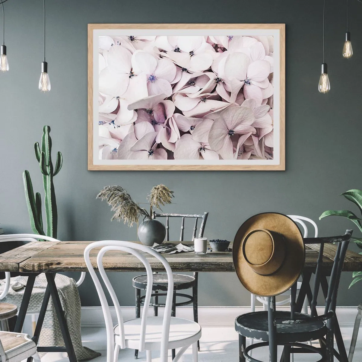 Poster în ramă de stejar deschis - Într-un potop de flori - 50x40 cm