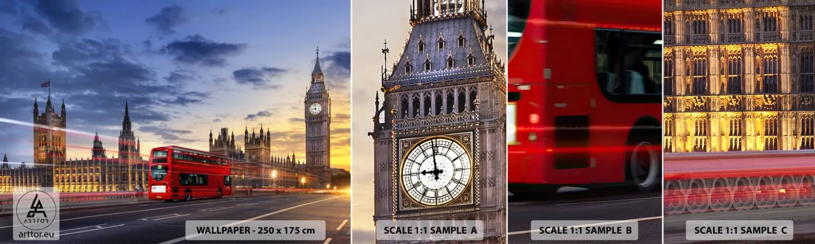 Mostră tapet autocolant Deluxe Sticker - Semne distinctive - Oraș, Londra, Arhitectură - 100x30 cm