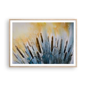 Poster în ramă de stejar deschis - Răcoarea apei, căldura soarelui - 100x70 cm